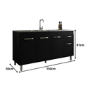 Ver imagem 2 de Gabinete para Pia 150cm Balcão Armário Cozinha Multiuso Preto