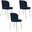 Ver imagem 1 de Kit 03 Cadeiras para Sala de Jantar Cozinha Estofada Gavi Arena L02 Suede Azul Marinho - Lyam Decor