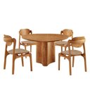 Ver imagem 2 de Conjunto Mesa de Jantar Helena Tampo Organico Laminado 4 Cadeiras Celeste Gold Marrom/Palha/Imbuia