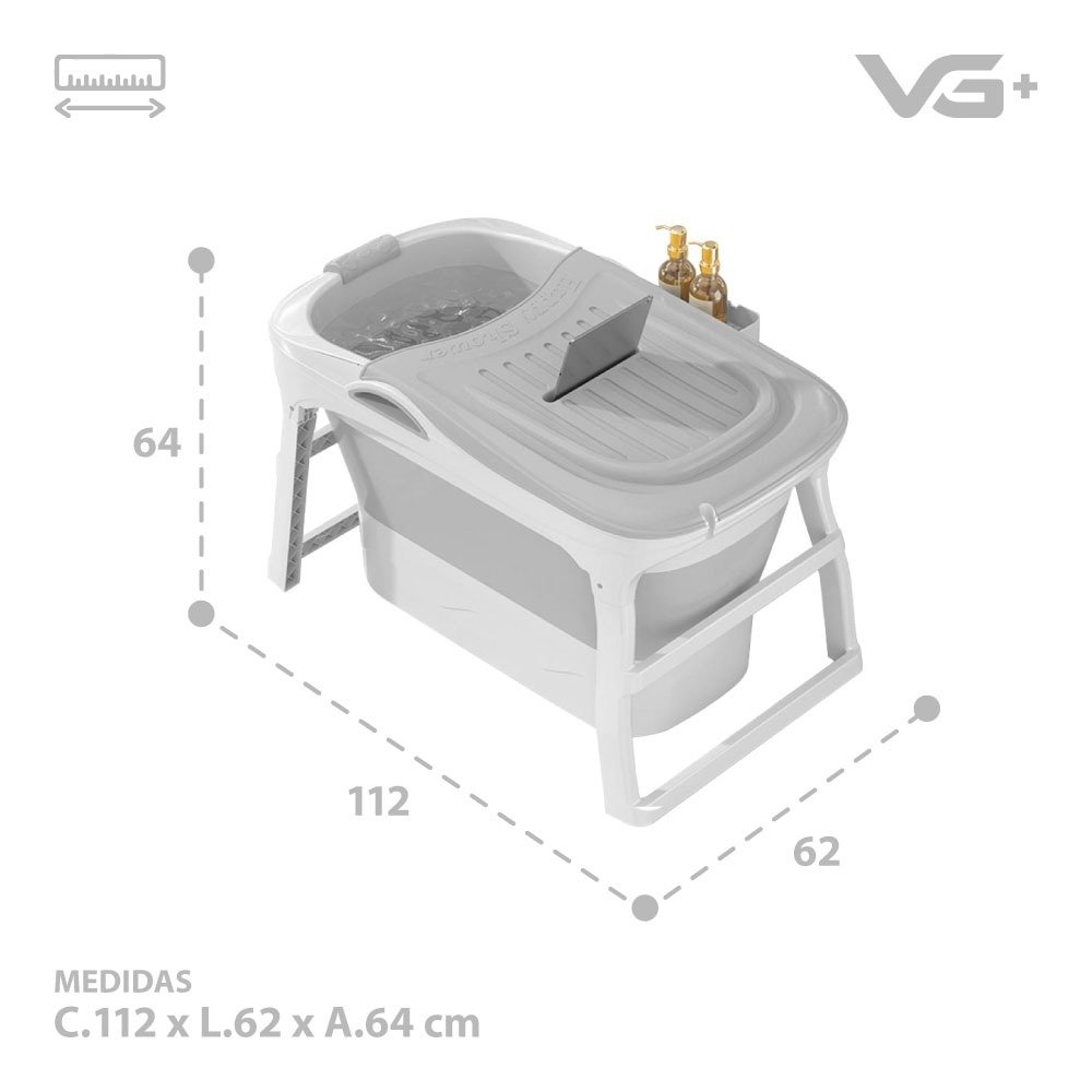 Banheira Ofurô Dobrável Portátil 210 Litros Adulto 112 Cm Vg+ Cinza - 6