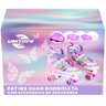 Patins Feminino Roller Infantil Rosa Borboleta Kit Proteção Unitoys Tam 34-37 - 2
