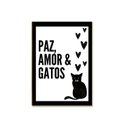 Ver imagem 1 de Placa Decorativa Mdf Paz Amor e Gato Tam A4 Sala Quarto Gt2