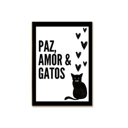 Placa Decorativa Mdf Paz Amor e Gato Tam A4 Sala Quarto Gt2 - 1
