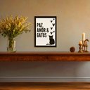 Ver imagem 4 de Placa Decorativa Mdf Paz Amor e Gato Tam A4 Sala Quarto Gt2