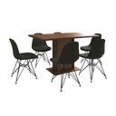 Ver imagem 2 de Mesa Jantar Londres Retangular Amêndoa 137x90cm 6 Cadeiras Estofadas Verde Ferro Preto