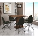 Ver imagem 1 de Mesa Jantar Londres Retangular Amêndoa 137x90cm 6 Cadeiras Estofadas Verde Ferro Preto