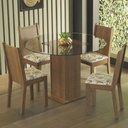 Ver imagem 1 de Conjunto Sala de Jantar Madesa Débora Mesa Tampo de Vidro Redondo 4 Cadeiras - Rustic/lírio Bege