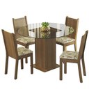 Ver imagem 2 de Conjunto Sala de Jantar Madesa Débora Mesa Tampo de Vidro Redondo 4 Cadeiras - Rustic/lírio Bege