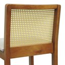 Ver imagem 2 de Banqueta Média Pérola Assento em Linho Base Madeira Maciça com Encosto Fixa Amêndoa Decorise
