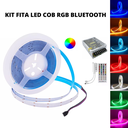Ver imagem 1 de Kit Fita Led Cob Rgb 18w/ Metro 810 Led Ip20 12v 5 Metros Bluetooth + Fonte
