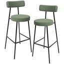 Ver imagem 1 de Kit 02 Banquetas Alta Bar Cozinha Sala De Jantar Estrutura Em Aço Milão L02 Bouclê Oliva - Lyam Deco