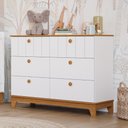 Ver imagem 1 de Cômoda Infantil 100% MDF com 6 Gavetas 120cm Multimóveis Crper-CMO017 Branco/Madeirado