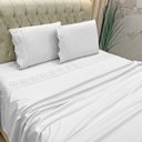 Ver imagem 2 de Jogo Cama Lençol Detail Queen Bordado Guipir Bordado Inglês Percal 300 Fios 4 Peças - Branco