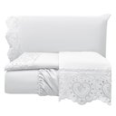 Ver imagem 1 de Jogo Cama Lençol Detail Queen Bordado Guipir Bordado Inglês Percal 300 Fios 4 Peças - Branco