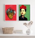 Ver imagem 2 de Kit 2 Quadros Decorativos Frida- Coração 24x18cm - com Vidro:madeira Preta