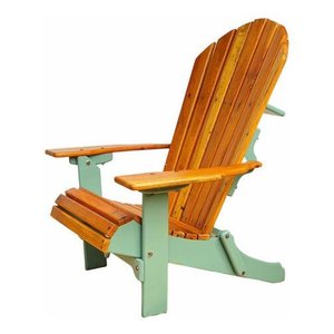 Cadeira Adirondack Jardim Externa Pavão Dobrável Bicolor Verde e Verniz