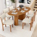 Ver imagem 3 de Kit 6 Cadeiras para Sala de Jantar Cozinha Living Estofada Dara L02 Linho Champagne - Lyam Decor