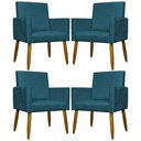 Ver imagem 1 de Kit 4 Poltronas Decorativas Mari Suede Pé Palito Castanho - Azul-marinho Suede