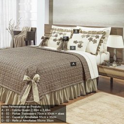 Kit Colcha Queen Doce Lar 7 Peças Bernadete Casa Algodão 150 Fios - 2 Kit Colcha Queen Doce Lar 7 Peças Bernadete Casa Algodão 150 Fios - 2