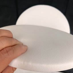 Kit 02 Assentos Redondo Banqueta Cadeira Estofados Poltronas H02 Corino Branco 35 cm - Lyam Decor As - 2