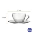Ver imagem 4 de Jogo Kit 6 Xícara para Chá Cafe Chocolate Quente com Pires Diamante Vidro 240ml Nadir