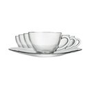 Ver imagem 1 de Jogo Kit 6 Xícara para Chá Cafe Chocolate Quente com Pires Diamante Vidro 240ml Nadir