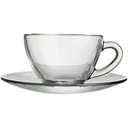 Ver imagem 3 de Jogo Kit 6 Xícara para Chá Cafe Chocolate Quente com Pires Diamante Vidro 240ml Nadir