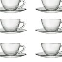 Ver imagem 2 de Jogo Kit 6 Xícara para Chá Cafe Chocolate Quente com Pires Diamante Vidro 240ml Nadir