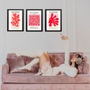 Ver imagem 1 de Kit 3 Quadros Rosa e Vermelho Matisse Coral 45x34cm - com Vidro:moldura Branca