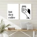 Ver imagem 2 de Kit 2 Quadros Minimalistas Temáticos Café 33x24cm:moldura Preta