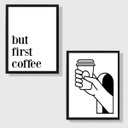 Ver imagem 1 de Kit 2 Quadros Minimalistas Temáticos Café 33x24cm:moldura Preta