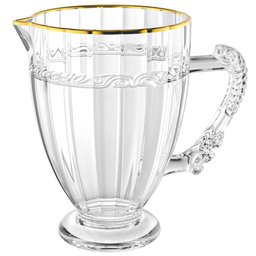 Jarra de Suco e Água em Cristal Transparente Imperial Fio de Ouro 1l - Lyor - 1
