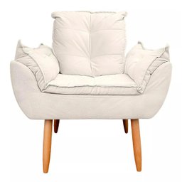 Poltrona Sofá Decorativa Pés Palito Luxo Reforçada Click:bege - 2