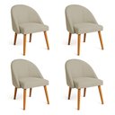 Ver imagem 1 de Kit 04 Cadeiras Poltrona de Jantar Luna Suede Capuccino Pés Palito Castanho - Pallazio
