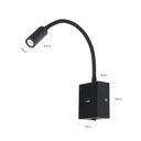 Ver imagem 2 de Arandela de Cabeceira Led Aine 3w Preto Usb 2,1a 3.000k Bivolt Branco Quente 210lm Ip20 - Nordecor 2