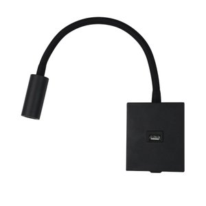 Arandela de Cabeceira Led Aine 3w Preto Usb 2,1a 3.000k Bivolt Branco Quente 210lm Ip20 - Nordecor 2