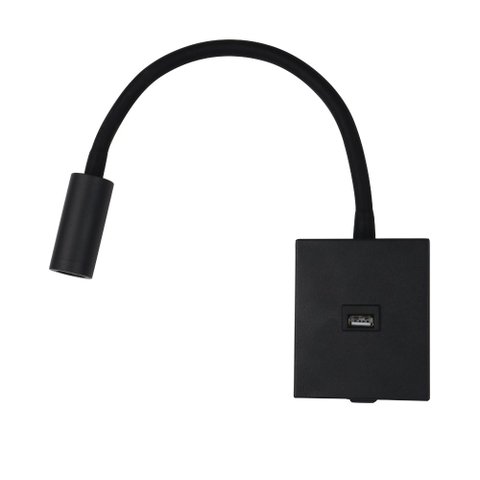 Arandela de Cabeceira Led Aine 3w Preto Usb 2,1a 3.000k Bivolt Branco Quente 210lm Ip20 - Nordecor 2