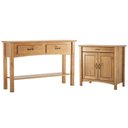 Ver imagem 1 de Kit Balcão Buffet 93cm com Aparador Rústico 132cm Madeira Maciça Lira M06 Carvalho Fosco - Lyam