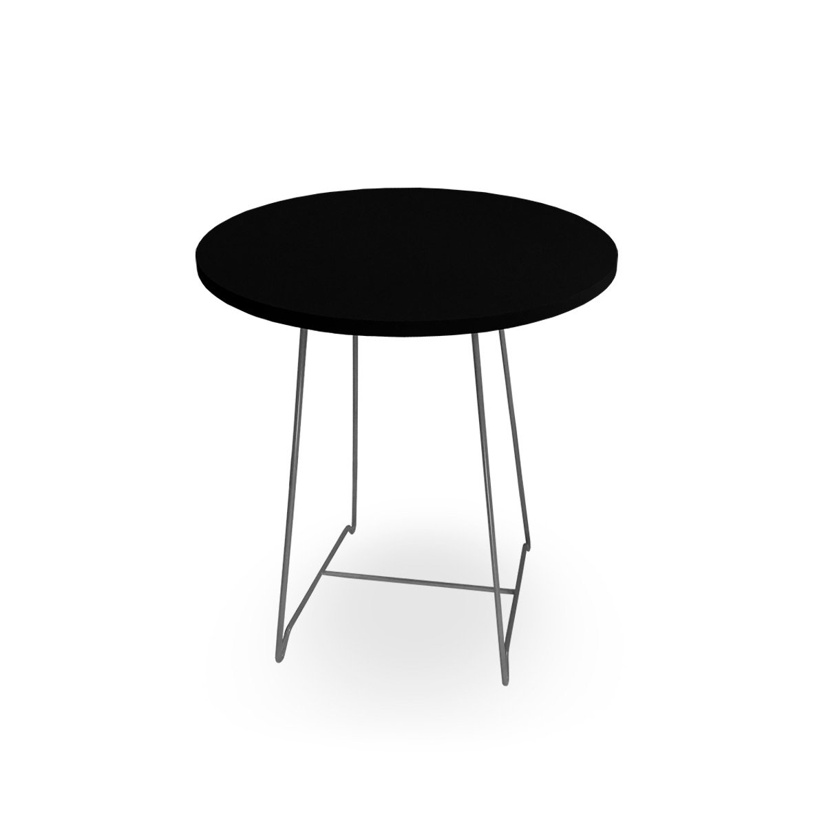 Mesa de Canto Lateral Amsterdã Alta Redonda Prata e Preto - 1