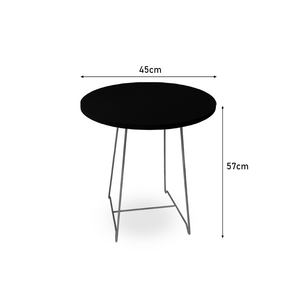 Mesa de Canto Lateral Amsterdã Alta Redonda Prata e Preto - 6