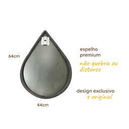 Espelho Pinterest Retrô Grande Orgânico Borda Couro 3cm Decorativo Sala Quarto 44x64cm Mod. Gota Car - 3