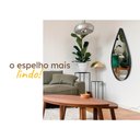 Ver imagem 2 de Espelho Pinterest Retrô Grande Orgânico Borda Couro 3cm Decorativo Sala Quarto 44x64cm Mod. Gota Car
