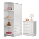 Ver imagem 3 de Conjunto Infantil Aurora Branco/branco: Cômoda 4 Gavetas Aurora + Guarda-roupa Aurora 2 Portas