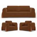 Ver imagem 1 de Kit 02 Poltronas e 01 Sofá Bloom 160cm 02 Lugares com Pés de Madeira Bouclê Terracota - Desk