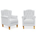 Ver imagem 1 de Kit 02 Poltronas Decorativas Para Sala de Estar Yara P02 Corino Branco - Lyam Decor
