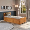 Ver imagem 1 de Cama Solteirão 03 Gavetas - Madeira Maciça Mel
