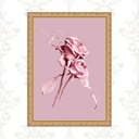 Ver imagem 1 de Quadro Moldura Dourada Flores Rosas - Tinta 24x18cm:com Vidro