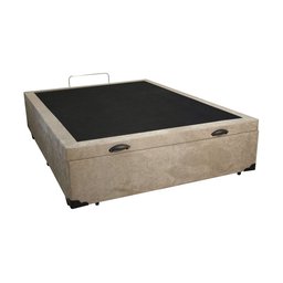 Cama Box Baú Viúvão Blindado Suede Bege Com 128Cm de Largura - 1
