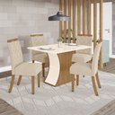 Ver imagem 1 de Conjunto Mesa de Jantar Luíza Henn sem Vidro com 4 Cadeiras Amélia - Nature/Off White/Linho