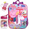 Kit Conjunto Mochila Bolsa Escolar Infantil Peppa Pig Grande Rosa Costas Menina Garrafinha 350Ml - R - 1